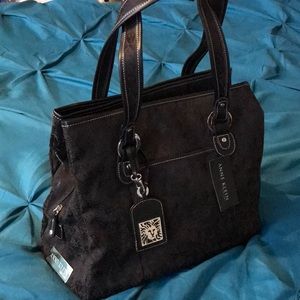 NWT Anne Klein tote signature black fabric
